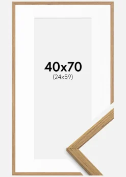 Ramme Edsbyn Teak 40x70 cm - Passepartout Hvid 25x60 cm