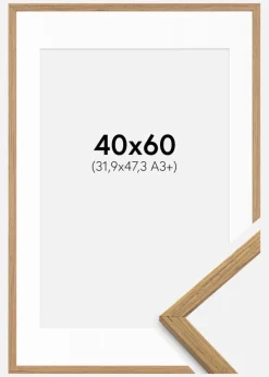 Ramme Edsbyn Teak 40x60 cm - Passepartout Hvid 32,9x48,3 cm (A3+)