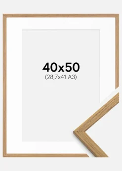 Ramme Edsbyn Teak 40x50 cm - Passepartout Hvid 29,7x42 cm (A3)
