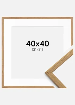 Ramme Edsbyn Teak 40x40 cm - Passepartout Hvid 32x32 cm