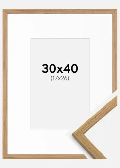 Ramme Edsbyn Teak 30x40 cm - Passepartout Hvid 18x27 cm