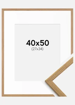 Ramme Edsbyn Teak 40x50 cm - Passepartout Hvid 28x35 cm