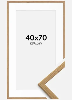 Ramme Edsbyn Teak 40x70 cm - Passepartout Hvid 30x60 cm