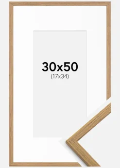 Ramme Edsbyn Teak 30x50 cm - Passepartout Hvid 18x35 cm