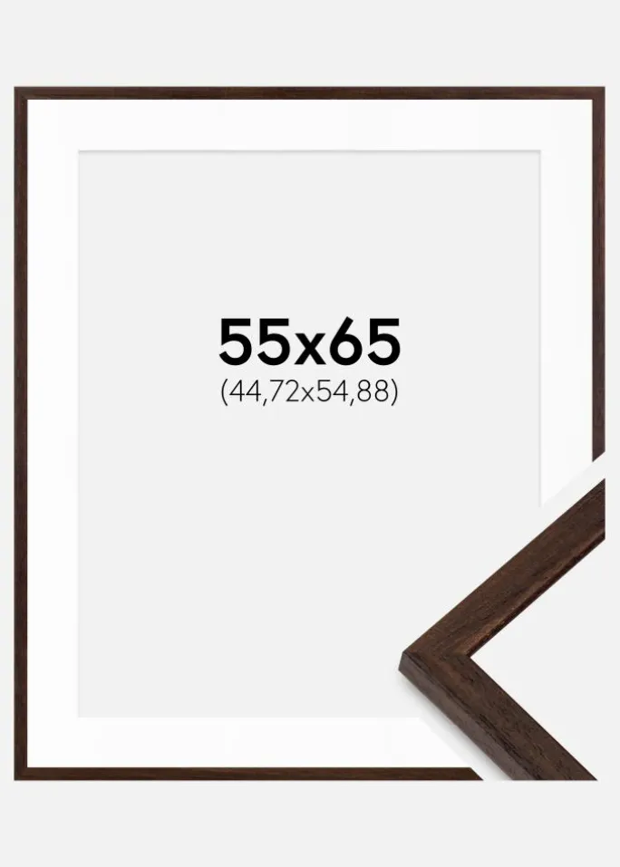 Ramme Edsbyn Valnød 55x65 cm - Passepartout Hvid 18x22 inches