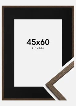 Ramme Edsbyn Valnød 45x60 cm - Passepartout Sort 32x45 cm