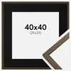 Ramme Edsbyn Valnød 40x40 cm - Passepartout Sort 30x30 cm