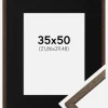 Ramme Edsbyn Valnød 35x50 cm - Passepartout Sort 9x12 inches