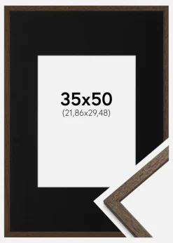 Ramme Edsbyn Valnød 35x50 cm - Passepartout Sort 9x12 inches