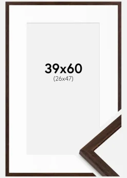 Ramme Edsbyn Valnød 39x60 cm - Passepartout Hvid 27x48 cm