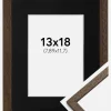 Ramme Edsbyn Valnød 13x18 cm - Passepartout Sort 3,5x5 inches