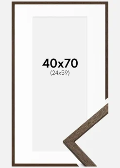 Ramme Edsbyn Valnød 40x70 cm - Passepartout Hvid 25x60 cm