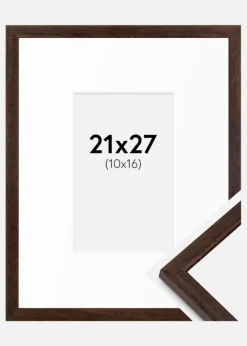 Ramme Edsbyn Valnød 21x27 cm - Passepartout Hvid 11x17 cm