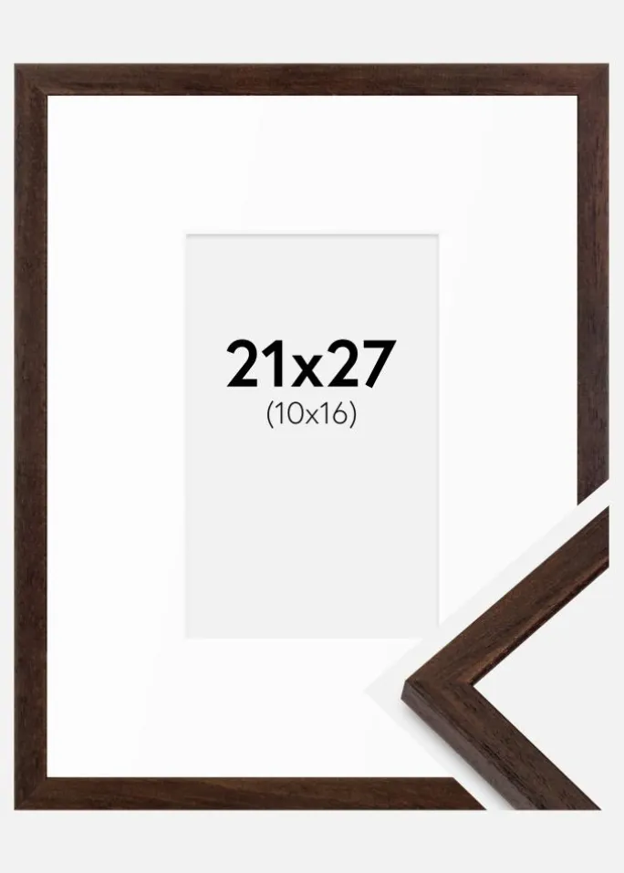 Ramme Edsbyn Valnød 21x27 cm - Passepartout Hvid 11x17 cm