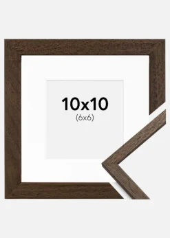 Ramme Edsbyn Valnød 10x10 cm - Passepartout Hvid 7x7 cm