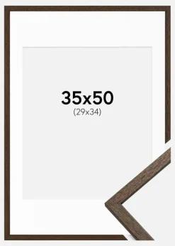 Ramme Edsbyn Valnød 35x50 cm - Passepartout Hvid 30x35 cm