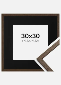 Ramme Edsbyn Valnød 30x30 cm - Passepartout Sort 8x8 inches