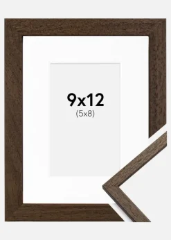 Ramme Edsbyn Valnød 9x12 cm - Passepartout Hvid 6x9 cm