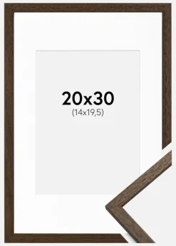 Ramme Edsbyn Valnød 20x30 cm - Passepartout Hvid 15x21 cm (A5)