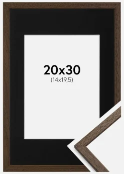 Ramme Edsbyn Valnød 20x30 cm - Passepartout Sort 15x21 cm (A5)