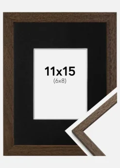 Ramme Edsbyn Valnød 11x15 cm - Passepartout Sort 7x9 cm