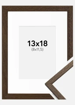 Ramme Edsbyn Valnød 13x18 cm - Passepartout Hvid 9x12 cm