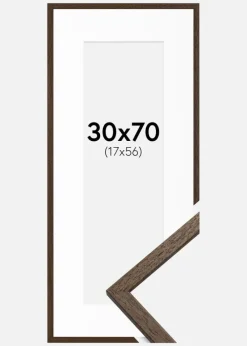 Ramme Edsbyn Valnød 30x70 cm - Passepartout Hvid 18x57 cm