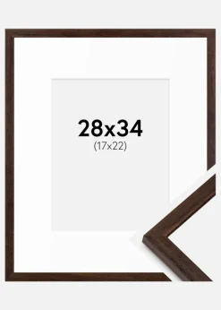 Ramme Edsbyn Valnød 28x34 cm - Passepartout Hvid 18x23 cm