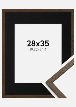 Ramme Edsbyn Valnød 28x35 cm - Passepartout Sort 8x10 inches