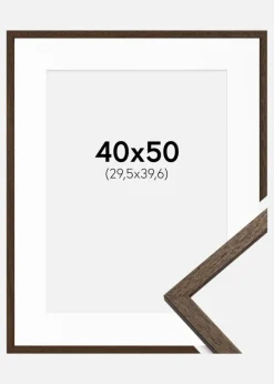 Ramme Edsbyn Valnød 40x50 cm - Passepartout Hvid 12x16 inches