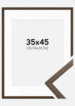 Ramme Edsbyn Valnød 35x45 cm - Passepartout Hvid 11x14 inches