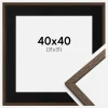 Ramme Edsbyn Valnød 40x40 cm - Passepartout Sort 32x32 cm