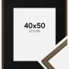 Ramme Edsbyn Valnød 40x50 cm - Passepartout Sort 28x35 cm
