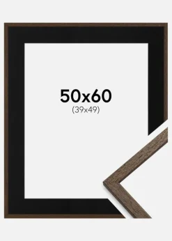 Ramme Edsbyn Valnød 50x60 cm - Passepartout Sort 40x50 cm