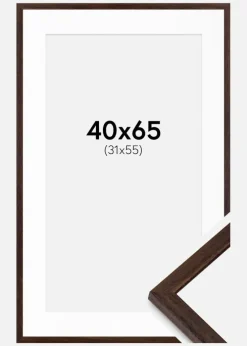 Ramme Edsbyn Valnød 40x65 cm - Passepartout Hvid 32x56 cm
