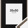 Ramme Edsbyn Valnød 35x50 cm - Passepartout Sort 24x30 cm
