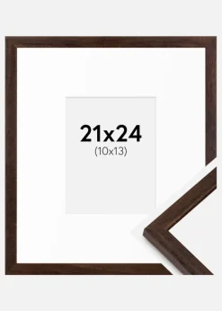 Ramme Edsbyn Valnød 21x24 cm - Passepartout Hvid 11x14 cm