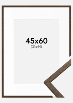 Ramme Edsbyn Valnød 45x60 cm - Passepartout Hvid 32x45 cm
