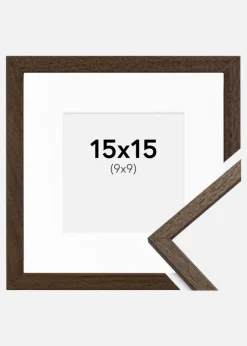 Ramme Edsbyn Valnød 15x15 cm - Passepartout Hvid 10x10 cm