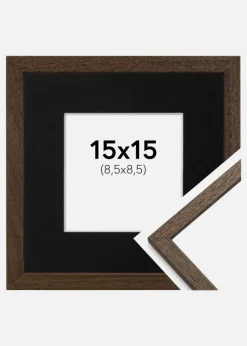 Ramme Edsbyn Valnød 15x15 cm - Passepartout Sort 9x9 cm