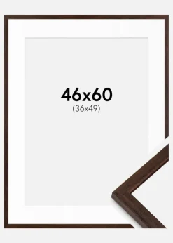 Ramme Edsbyn Valnød 46x60 cm - Passepartout Hvid 37x50 cm