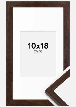 Ramme Edsbyn Valnød 10x18 cm - Passepartout Hvid 8x10 cm