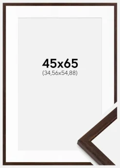 Ramme Edsbyn Valnød 45x65 cm - Passepartout Hvid 14x22 inches