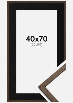 Ramme Edsbyn Valnød 40x70 cm - Passepartout Sort 30x60 cm