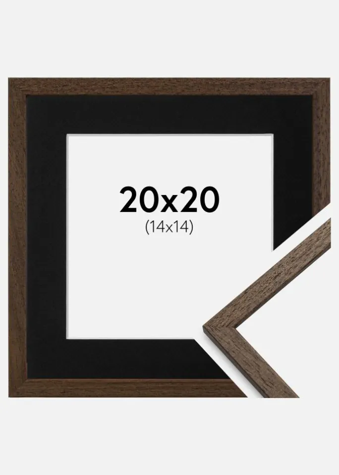 Ramme Edsbyn Valnød 20x20 cm - Passepartout Sort 15x15 cm