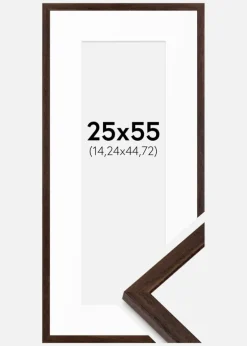 Ramme Edsbyn Valnød 25x55 cm - Passepartout Hvid 6x18 inches