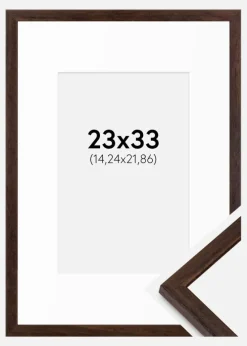 Ramme Edsbyn Valnød 23x33 cm - Passepartout Hvid 6x9 inches