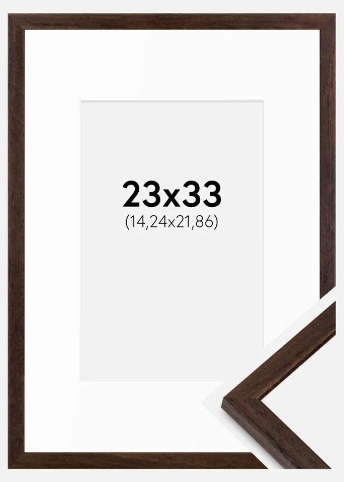 Ramme Edsbyn Valnød 23x33 cm - Passepartout Hvid 6x9 inches