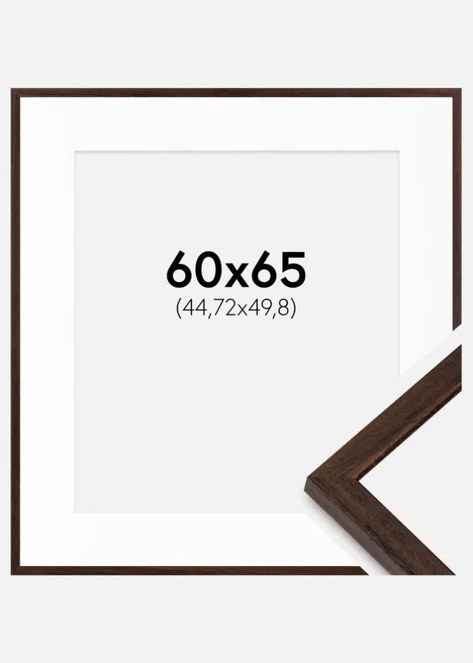 Ramme Edsbyn Valnød 60x65 cm - Passepartout Hvid 18x20 inches