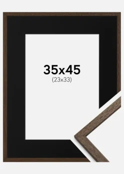 Ramme Edsbyn Valnød 35x45 cm - Passepartout Sort 24x34 cm